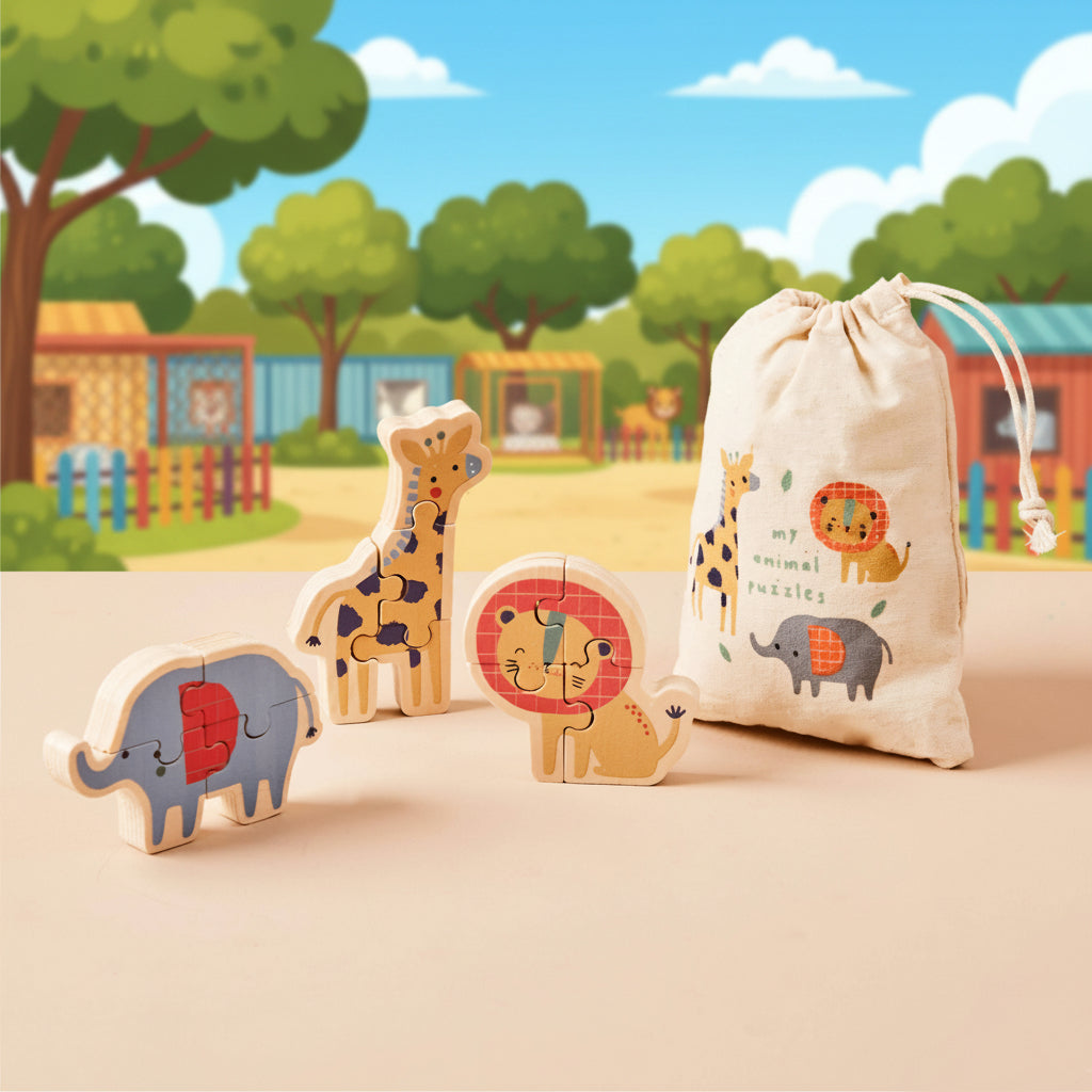 Dřevěné safari puzzle
