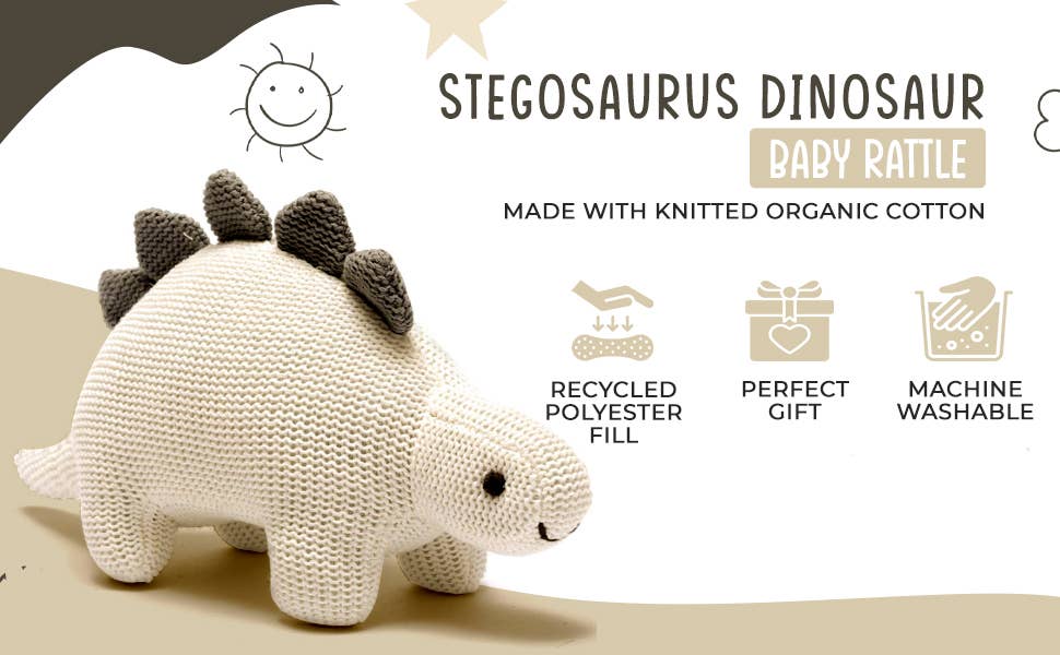 Dinosaurus pletený béžový chrastítko